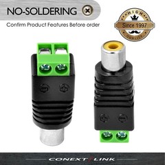 5 Pack Female RCA Socket Plugs to Bare Wire 2 pin Screw Down Terminal Connector