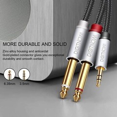 3.5mm 1/8″ TRS to Dual 6.35mm 1/4″ TS Mono Stereo Y-Cable Splitter Cord
