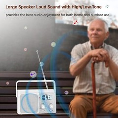 Portable AM/FM Radio with Digital Display Battery or Plug-in Ideal for Seniors