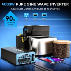 Pure Sine Wave Power Inverter 4000W 8000W 12V DC to 110 120V AC LCD Car Boat RV