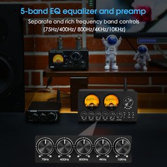 HIFI Bluetooth 5-Band EQ Equalizer Stereo Audio Preamp Speaker Receiver VU Meter