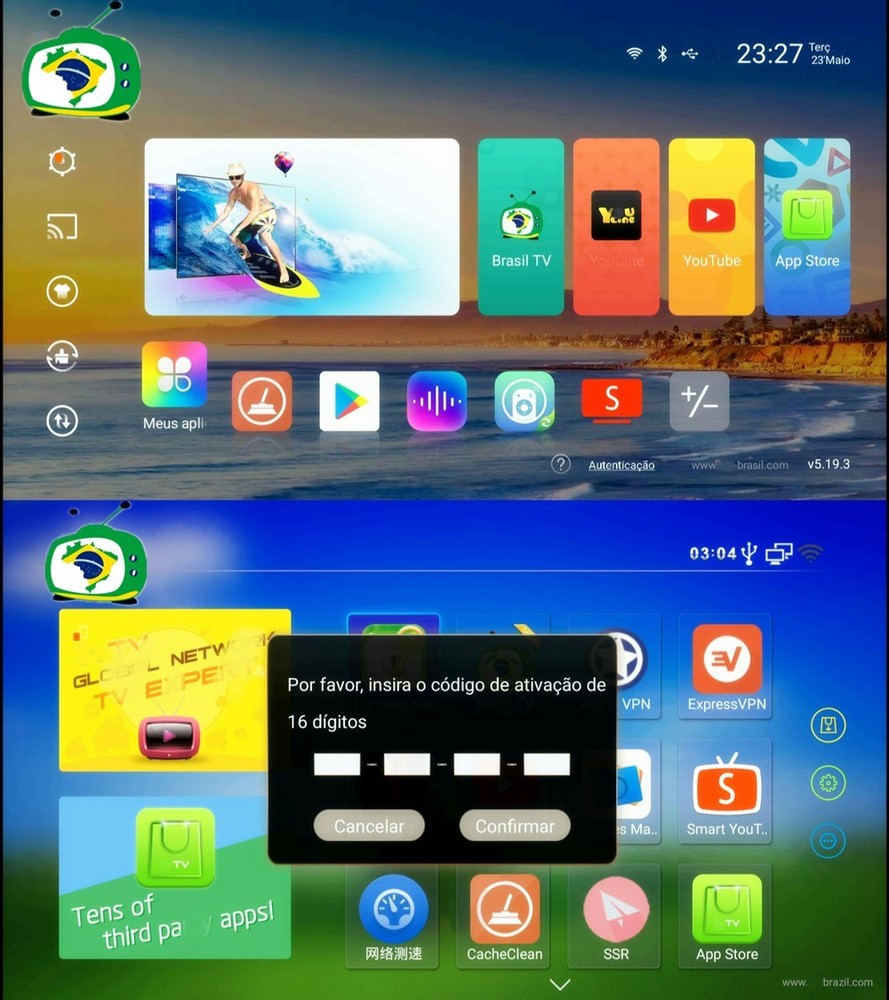 Brasil TV Renew 16 Digit Activation code for A1 2 3,HV3 5 6+ H7 H8 H9 IP-TV 5 68