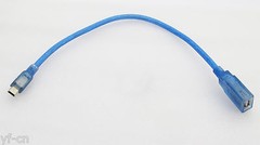 1pc 30cm USB 2.0 A Female to Mini 5pin Male Convert Data Cable Universal Blue