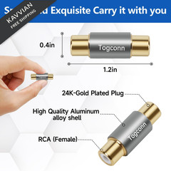 Togconn RCA Adapter – Female Coupler Dual 2 Pack, to