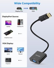 DisplayPort to VGA Adapter DP to VGA Male to Female 1080P Video Converter 2 PCS