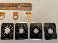 NOS Antique, Vintage Home Brew Radio Escutcheon, Metal Name Plates & Dials