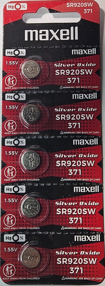 5 PK 371 MAXELL 1.55V SILVER OXIDE (GREAT EXP 12/30) SR920SW SR69 FREE SHIP