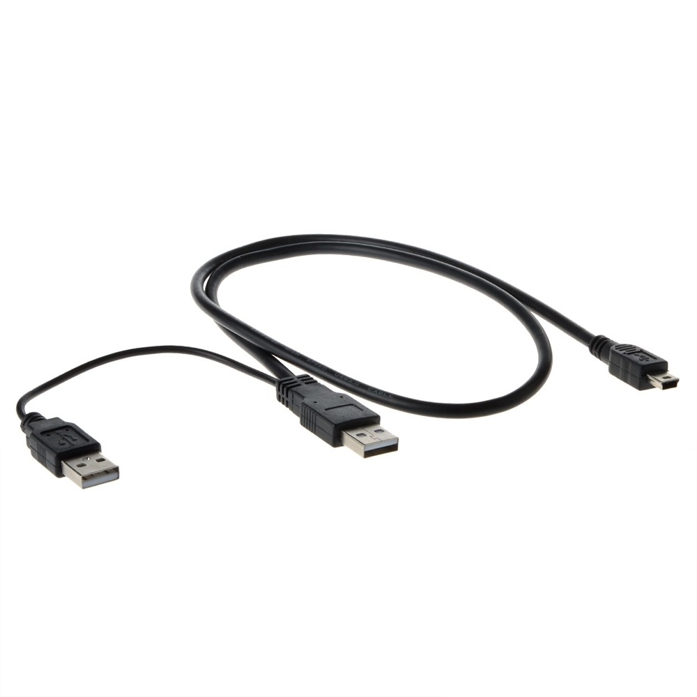 USB Dual Power Y Shape 2x Type A – Mini B Cable Lead Cord for Hard Drive C004