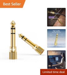 1/4 to 1/8 Inch Stereo Audio Adapter – 24K Gold 6.35mm to 3.5mm | 2 Pack