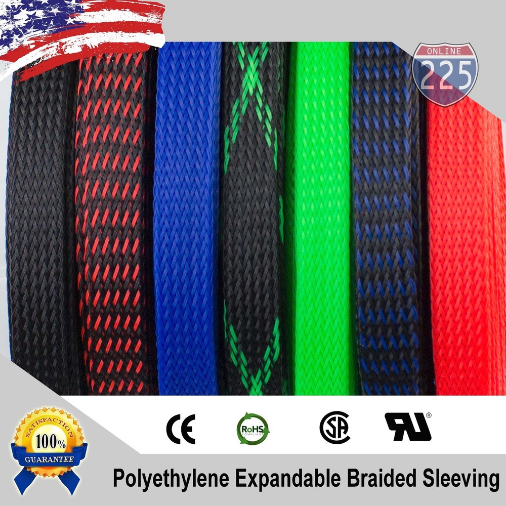 ALL SIZES & COLORS 5 FT – 100 FT. Expandable Cable Sleeving Braided Tubing LOT
