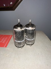 Matched Pair GE Five-Star 5687 Vacuum Tubes White Letter Made in USA