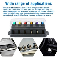 6 Way Blade Fuse Box Block Holder 12-24V Car Boat Power Distribution Panel Board