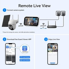 5G Security 4-Cam Kit Solar Security Cameras Wireless Outdoor 360° with Monitor