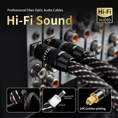 YYTCG HiFi Optical Audio Cable 1m/3.28ft POF Gold-Plated Nylon Braid