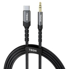TRON Braided AUX Audio Cable (USB-C, L & Aux) – 5FT, Black