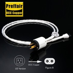 24K Gold Plated EU/US Version AC Power Cord OCC Copper Silver Plated Power Cable