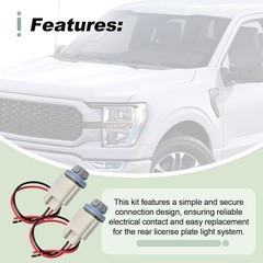 2 Set Rear License Plate Light Socket with Wiring Plug Harness for 2004-2021