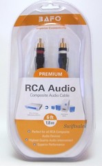 BAFO Premium 24K Gold Plated L/R RCA Stereo Audio Cable 6′ 6FT Retail Pack