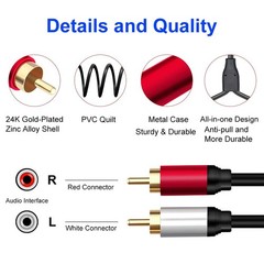2RCA to 2RCA Cable 3Ft Gold-Plated 2 RCA Male to 2 RCA Male Stereo Audio Cabl…