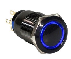 DOMED LED ON/OFF Stainless Steel Push Button Switch w/Harness