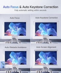Smart Projector with 4K 8K Support, Android 14 Mini Projector with WiFi6 Silver