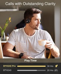 BTH240 PRO Bluetooth Wireless Headphones (On-Ear, HiFi Stereo Music, 30 Hours…