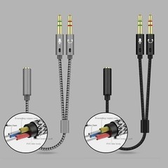 2x 3.5mm Headphone Mic Audio Y Splitter Cable 1 Female to Dual Male Black 8″