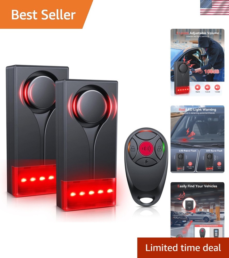 108dB Anti-Theft Car Vibration Alert with Remote and Durable Weatherproof Design