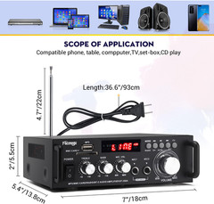 Amplificador de audio estéreo inalámbrico Bluetooth 5.0 de 298 A y 300 W x 2