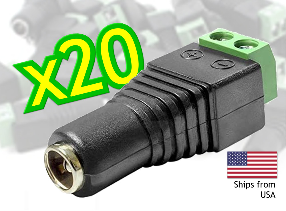 20Pcs DC Power Female Barrel Plug Connector 2.1 x 5.5 mm Terminal Jack