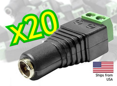 20Pcs DC Power Female Barrel Plug Connector 2.1 x 5.5 mm Terminal Jack