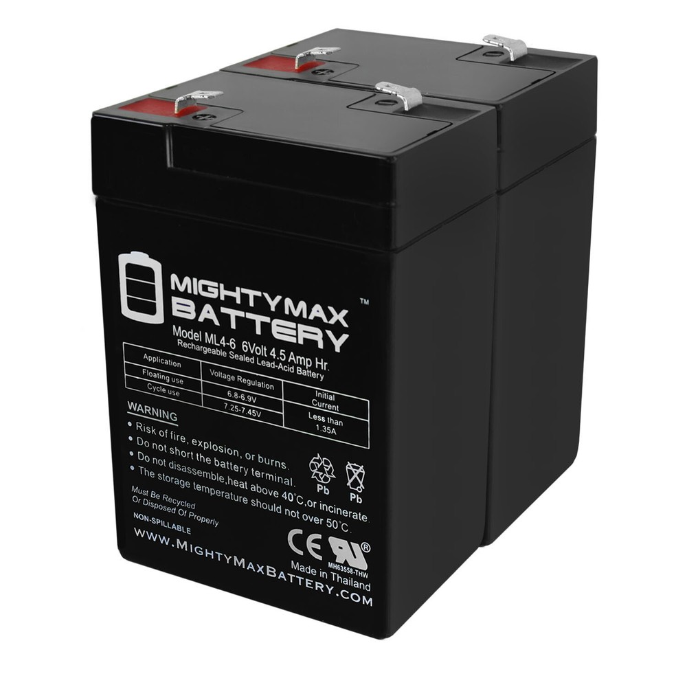 Mighty Max ML4-6 – 6 VOLT 4.5 AH SLA BATTERY – 2 PACK