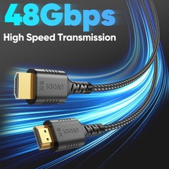 UVOOI Short HDMI Cable 1 FT 2-Pack, 48Gbps Ultra High Speed 8K 1FT, Black