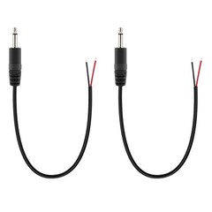 2 Pack Replacement 3.5Mm Male Plug to Bare Wire Open End TRS 3 Pole Stereo 1/8″