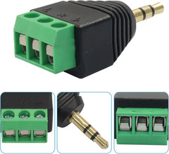 5 Pack TS Mono Male to 3 Pin Screw Terminal AUX Headphone Balun Connector, 3.5Mm