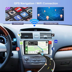 For Toyota Camry 2007-2011 Android 15 Apple CarPlay Car Stereo Radio GPS +Camera