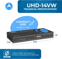 4K 2X2 HDMI or USB-C Video Wall Controller Processor Display Upto 4K 60Hz 2X1, 1