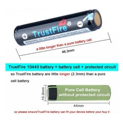 4 Pcs Trustfire 10440 350mAh Rechargeable Batteries Durable 3.7V Li-ion Battery