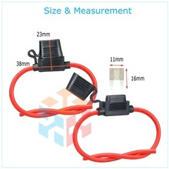 3 Pack 12 Gauge Mini ATC 25A Fuse Holder In Line AWG Wire Copper 12 Volt Blades