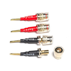 Suanqi Flex Pin Banana Plugs to 4Mm Female Banana Jack Speaker Audio Adapter for