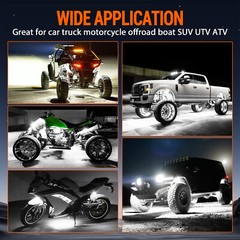 RGB/Pure White LED Rock Lights Kit, 8/12 Pods Car/Truck Underbody Underglow Kit