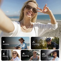 WeariQ Smart Glasses Brown Glossy Frame UV400 Polarized Wireless Bluetooth USB-C