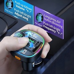 Bluetooth 5.0 Car FM Transmitter Adapter, Hands-Free, USB Charger, AUX Audio US