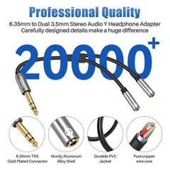 Togconn 6.35mm to 3.5mm Y Splitter Cable 2 Pack