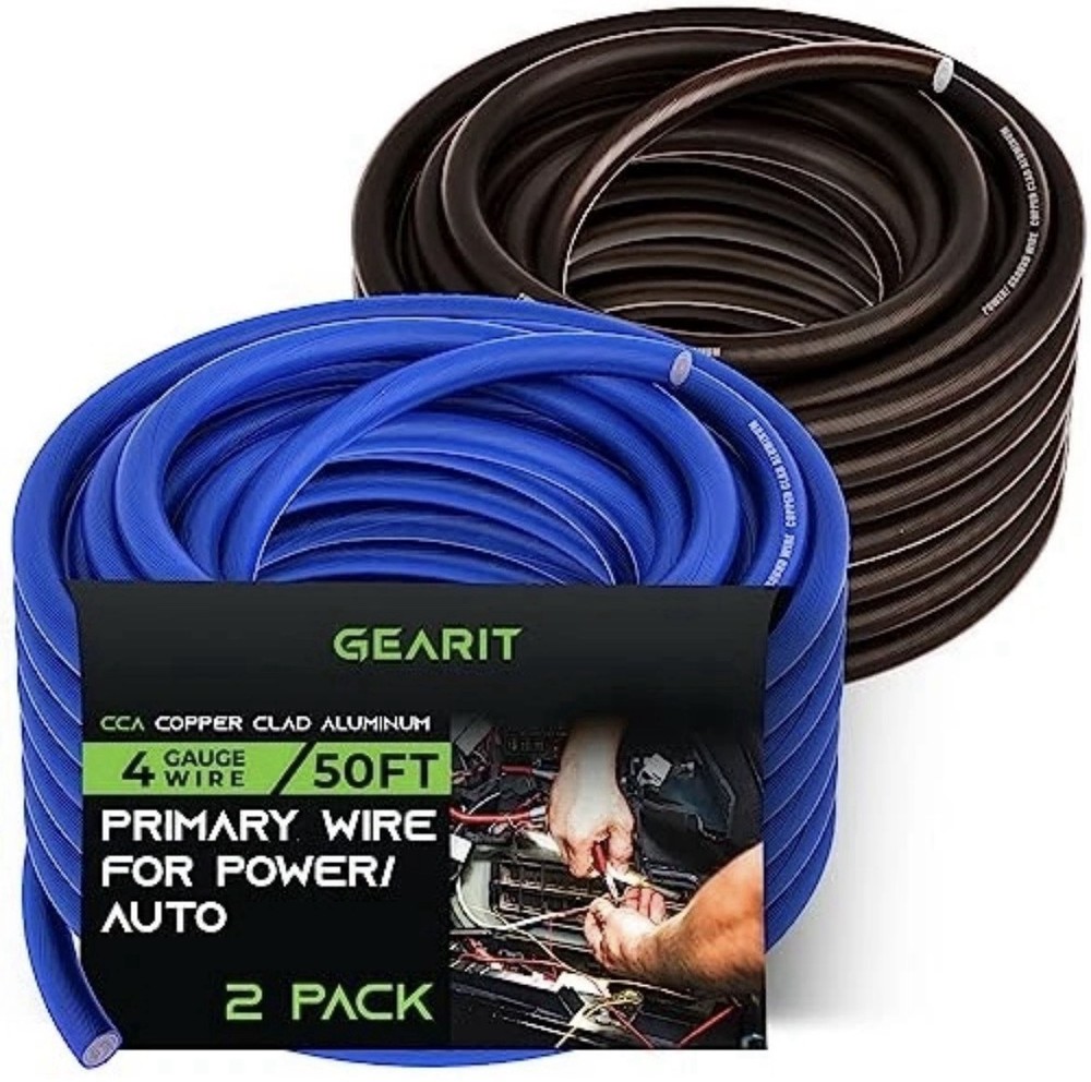 (50ft Each – Black/Blue Translucent) Black/Blue – 50ft Each 4 Gauge Wire