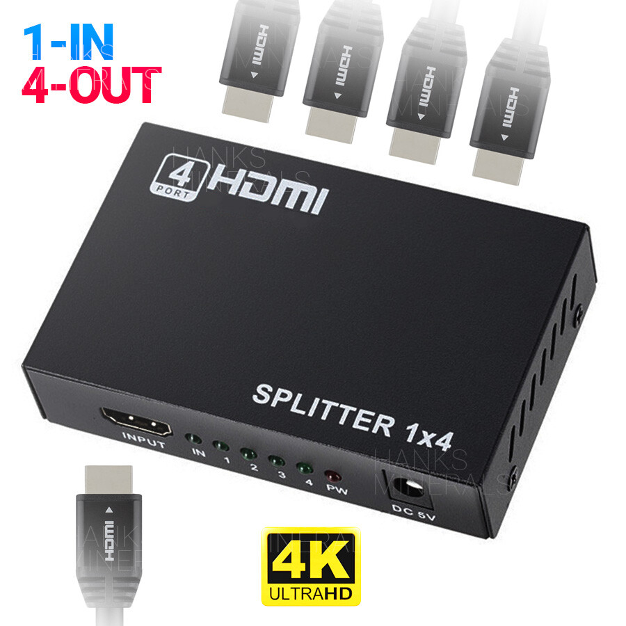 HDMI Splitter 1 In 4 Out 4K UHD HD 1080P 4-Port Repeater Splitter Amplifier 1×4
