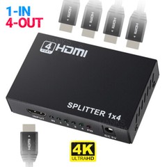 HDMI Splitter 1 In 4 Out 4K UHD HD 1080P 4-Port Repeater Splitter Amplifier 1×4