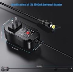 24W Universal AC/DC Adapter 3–12V Regulated Power Supply 8 Plugs 2A