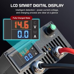 12V 50A LiFePO4 Battery Charger, 12V/12.8V Lithium Battery Fast Charger with Adj
