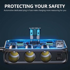 9 in 1 Multi Car Cigarette Lighter Socket Expander USB Charger Power Adapter